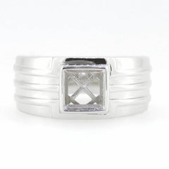 Men's Sterling Silver Semi Mount Ring Setting Princess SQ 6.5X6.5mm - Syzjewelry