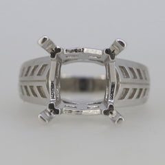 Sterling Silver Semi Mount Ring Setting Princess SQ 12x12mm CU13x13 Men's Ring Art Deco Syzjewelry