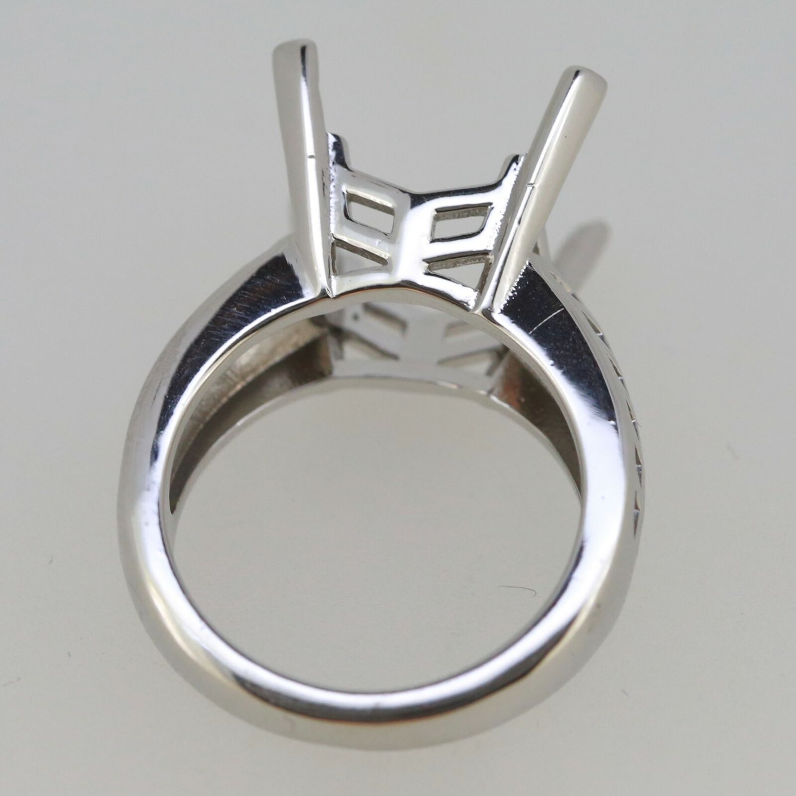 Sterling Silver Semi Mount Ring Setting Princess SQ 12x12mm CU13x13 Men's Ring Art Deco Syzjewelry