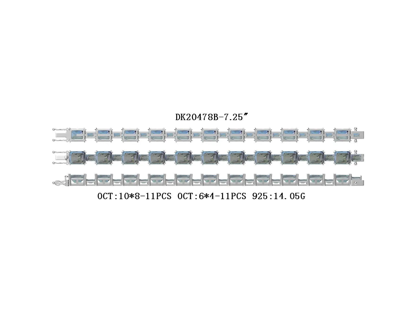 Sterling Silver Bracelet Semi Mount Setting Emerald OCT 10x8mm OCT 6x4mm Tennis DHJ