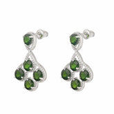 Natural Diopside Gemstone S925 Sterling Silver Moissanite Earrings Engagement Jewelry Gift