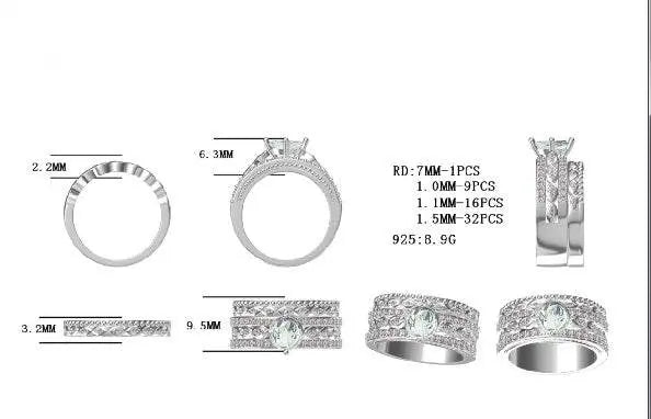 Sterling Silver Semi Mount Ring Setting Round RD 7x7mm - Syzjewelry