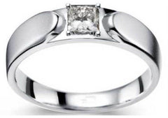 Platinum Moissanite Ring Princess SQ 5X5mm Men's Ring