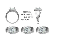 Sterling Silver Semi Mount Ring Setting Round RD Center主石mm - Syzjewelry