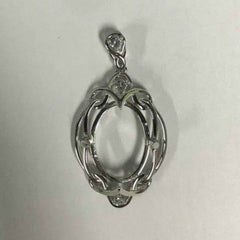 Sterling Silver Semi Mount Pendant Setting Oval OV 18x13mm - Syzjewelry