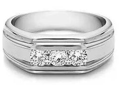 Men's 18K Gold CVD Diamond Ring Round RD 4x4mm