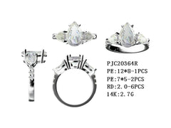 Sterling Silver Semi Mount Ring Setting Pear PE 12X8mm - Syzjewelry
