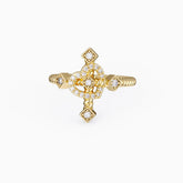 Sterling Silver Heart Cross Cord Ring White Cubic Zirconia 0.39ctw