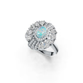 Sterling Silver Opal & Moissanite Ring Oval OV 7X5mm