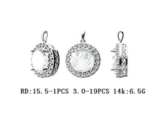 Sterling Silver Semi Mount Pendant Setting Round RD 15x15mm Halo DHJ