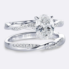 2CT Oval Moissanite Engagement Ring Set in 10K Gold