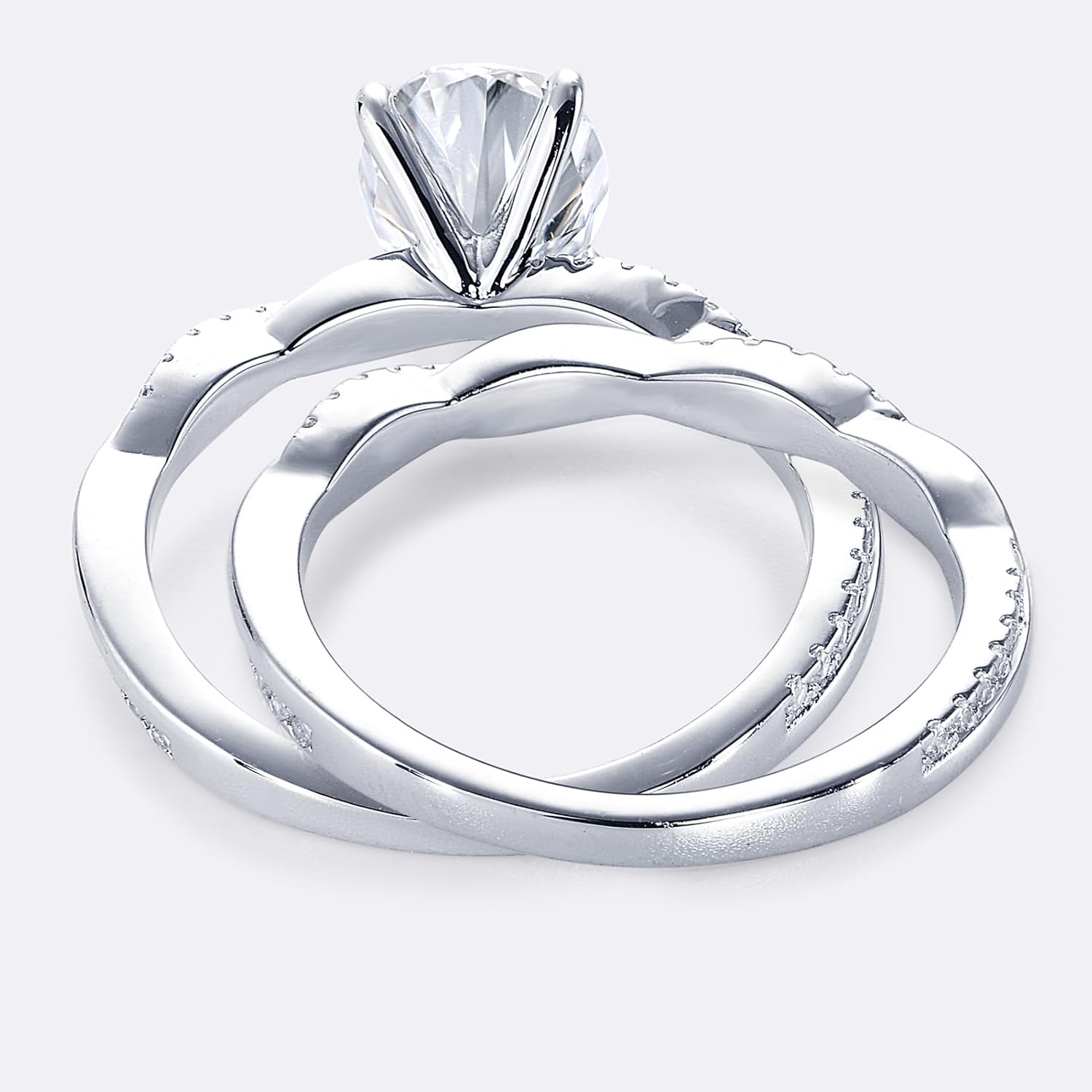 2CT Oval Moissanite Engagement Ring Set in Sterling Silver