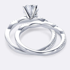 2CT Oval Moissanite Engagement Ring Set in Sterling Silver