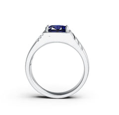 Men's Sterling Silver Moissanite Ring Cushion CU 8X8mm