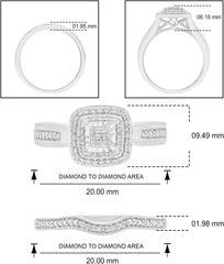 2 PC Halo Princess Cut Moissanite Sterling Silver Bridal Sets