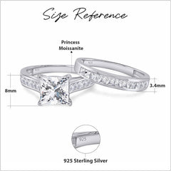 2 PC Princess Cut Sterling Silver Moissanite Bridal Sets - 2