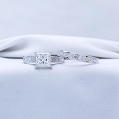 2 PC Princess Cut 10K Gold Moissanite Bridal Sets - 2