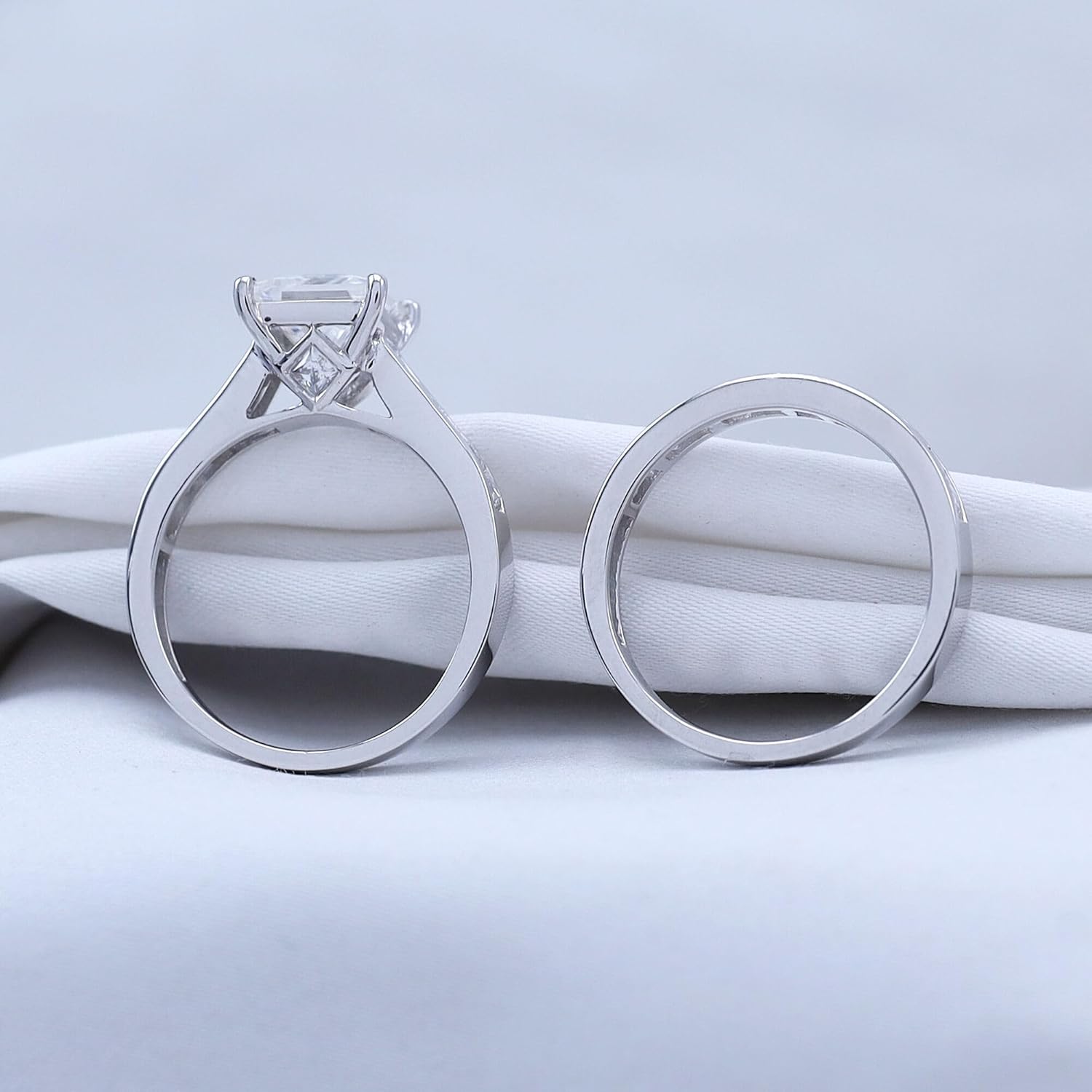 2 PC Princess Cut 10K Gold Moissanite Bridal Sets - 2
