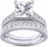 2 PC Princess Cut Sterling Silver Moissanite Bridal Sets