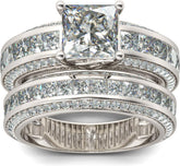 2 PC Princess Cut Sterling Silver Moissanite Bridal Sets