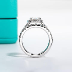 2 Pc Oval Moissanite Engagement Ring Set, D Color 2 Ct, 925 Silver