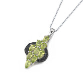 Natural Green Peridot Black Spinel Necklace S925 Sterling Silver Birthstone Gemstone Engagement Gift