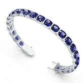 Sterling Silver Royal Blue Sapphire Moissanite or Sapphire Bracelet Cushion CU 7X7mm