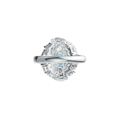 Sterling Silver Opal Moissanite Ring Oval OV 7X5mm