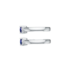 Sterling Silver Royal Blue Sapphire Earrings RD 5x5mm White Topaz