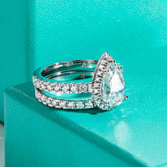 3CT Pear Cut Moissanite Engagement Ring & Wedding Band Set – D Color VVS for Women