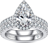 3CT Pear Cut Moissanite Engagement Ring & Wedding Band Set – D Color VVS for Women