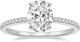3CT 10K Gold Engagement Rings Oval Moissanite Wedding Promise Side Stone Rings