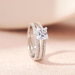 3 PC Princess Cut 10K Gold Solitaire Moissanite Bridal Sets