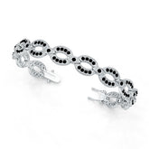 Sterling Silver Moissanite or Sapphire Bracelet Round RD 2x2mm Extenable W/ Black Moissanite