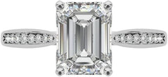 Emerald Cut Colorless Moissanite Sterling Silver Bridal Engagement & Eternity Wedding Ring Set for Women