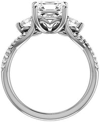 2 PC Asscher Cut CVD Diamond Sterling Silver Solitaire Halo Bridal Wedding & Engagement Ring Set for Women