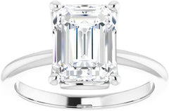 Emerald Cut Moissanite Sterling Silver Handmade Solitaire Engagement & Bridal Wedding Ring Set for Women