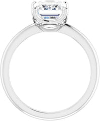 Emerald Cut Moissanite Sterling Silver Handmade Solitaire Engagement & Bridal Wedding Ring Set for Women