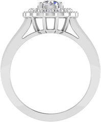 3 PC Floral Design Moissanite Sterling Silver Duo Bridal Ring Set Engagement Ring & Wedding Band