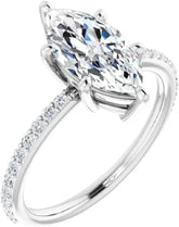 Marquise Cut Colorless CVD Diamond 10K Gold Halo Vintage Bridal Engagement & Wedding Ring Set for Women
