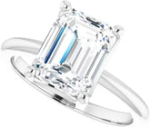 Emerald Cut Moissanite Sterling Silver Handmade Solitaire Engagement & Bridal Wedding Ring Set for Women