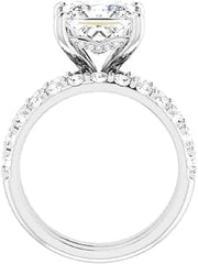 2PC Princess Cut Moissanite 925 Sterling Silver Bridal Engagement & Wedding Ring Set for Women