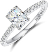 Radiant Cut Moissanite Sterling Silver Bridal Wedding & Engagement Ring Set for Women