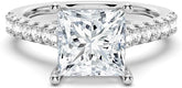 Princess Cut Moissanite Sterling Silver Solitaire Engagement Ring for Women