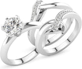 3PC CVD Diamond Bridal Wedding Ring Set Center Engagement Ring Bands for Women