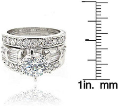 3PC Round Cut Moissanite Sterling Silver Vintage Bridal Engagement Ring Set for Women
