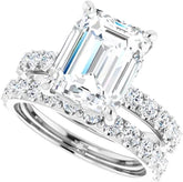 2PC Emerald Cut CVD Diamond 10K Gold Handmade Solitaire Engagement Bridal Ring