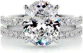 2 PC Oval Brilliant Cut CVD Diamond 14K Gold Bridal Wedding & Engagement Ring Set for Wom