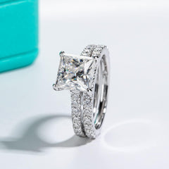 2 PC 3CT Sterling Silver Moissanite Bridal Sets