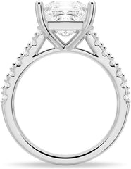 Princess Cut Moissanite Sterling Silver Solitaire Engagement Ring for Women